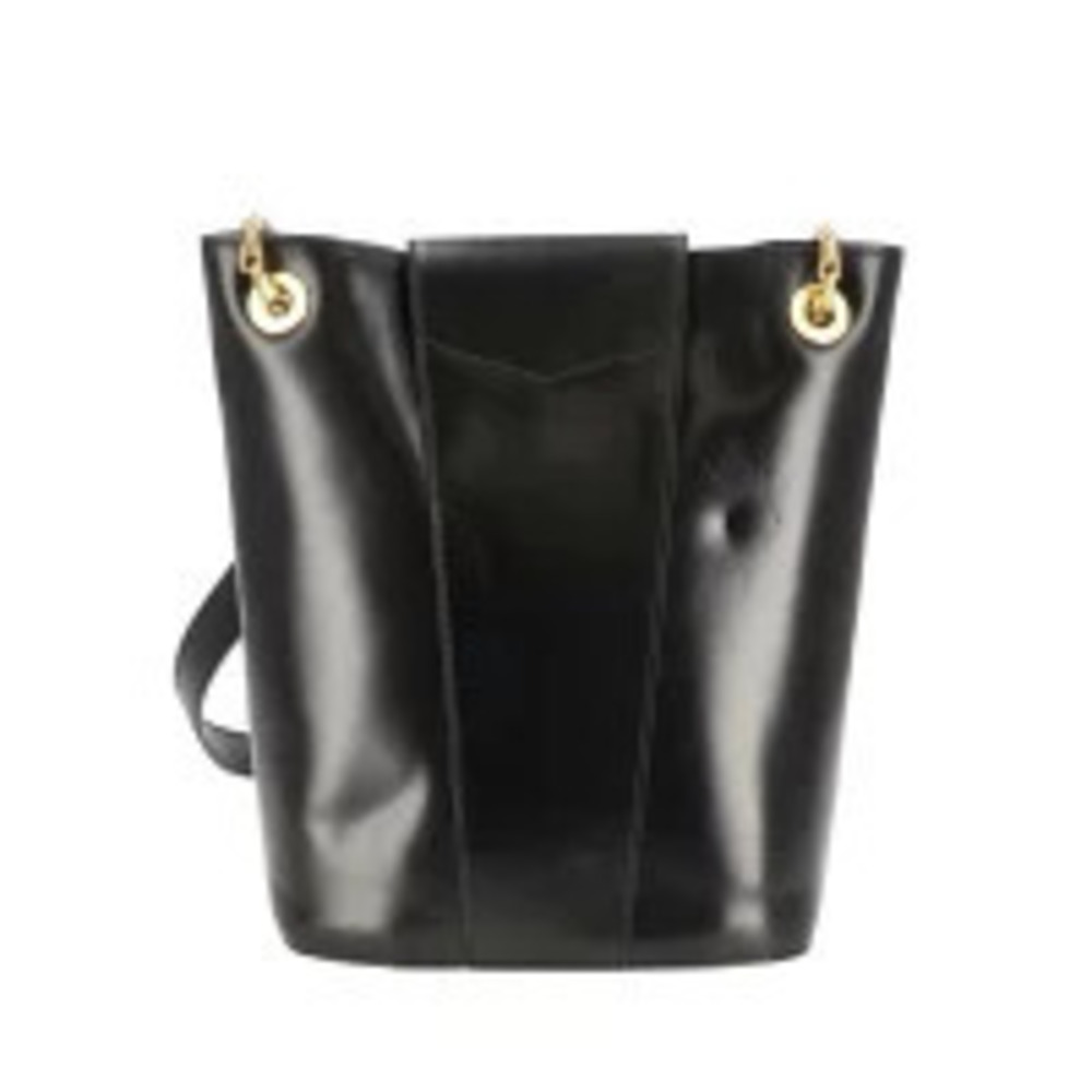 Celine Shoulder F Chain Leather Bucket Bag AB Black